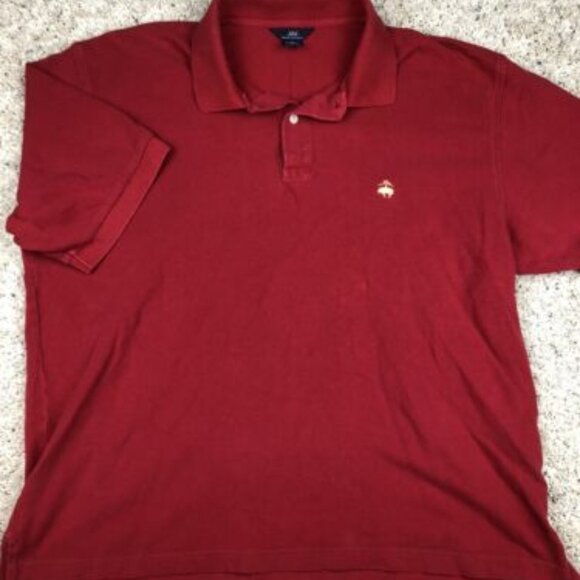 Brooks Brothers 346 Polo Shirt Mens Large Short Sleeve Red Yellow Solid Casual - Picture 1 of 8